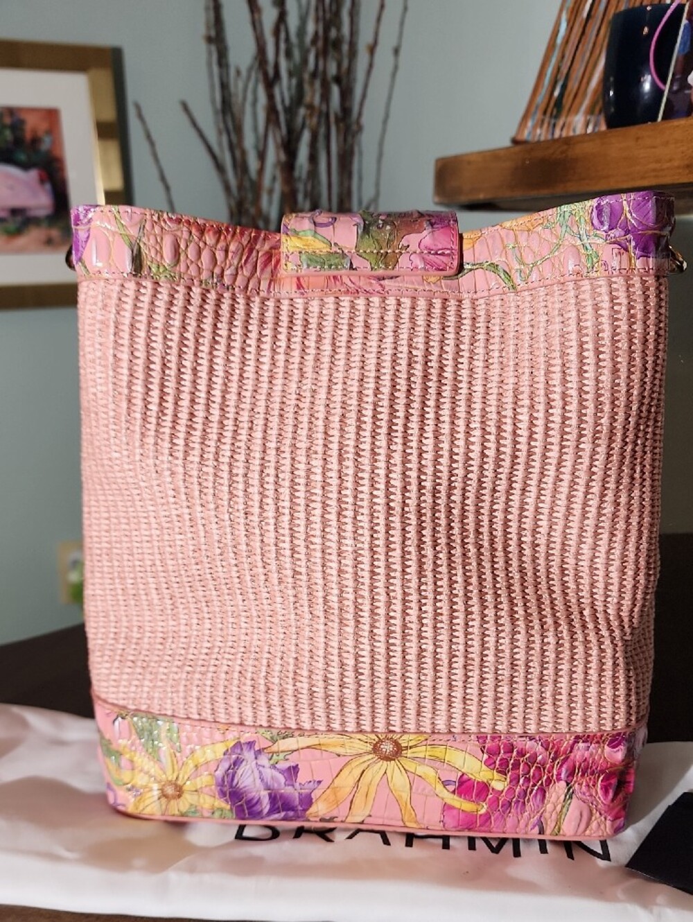 BRAHMIN CELINA Perennial Anthirium. Pink Shoulder Bag. Comes With Bag - Picture 2 of 15